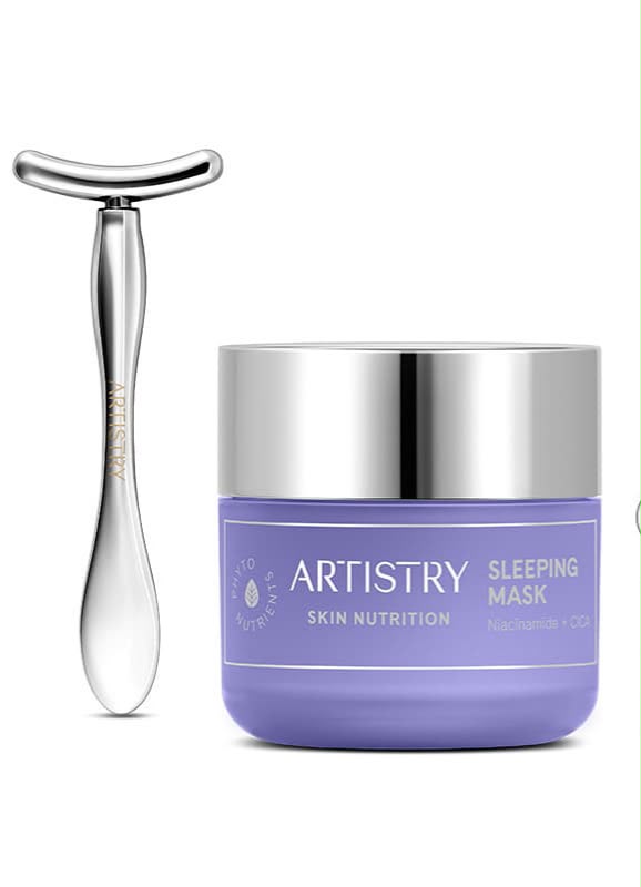 Artistry Skin Nutrition Niasinamid + CICA gece maskesi ve masaj aleti