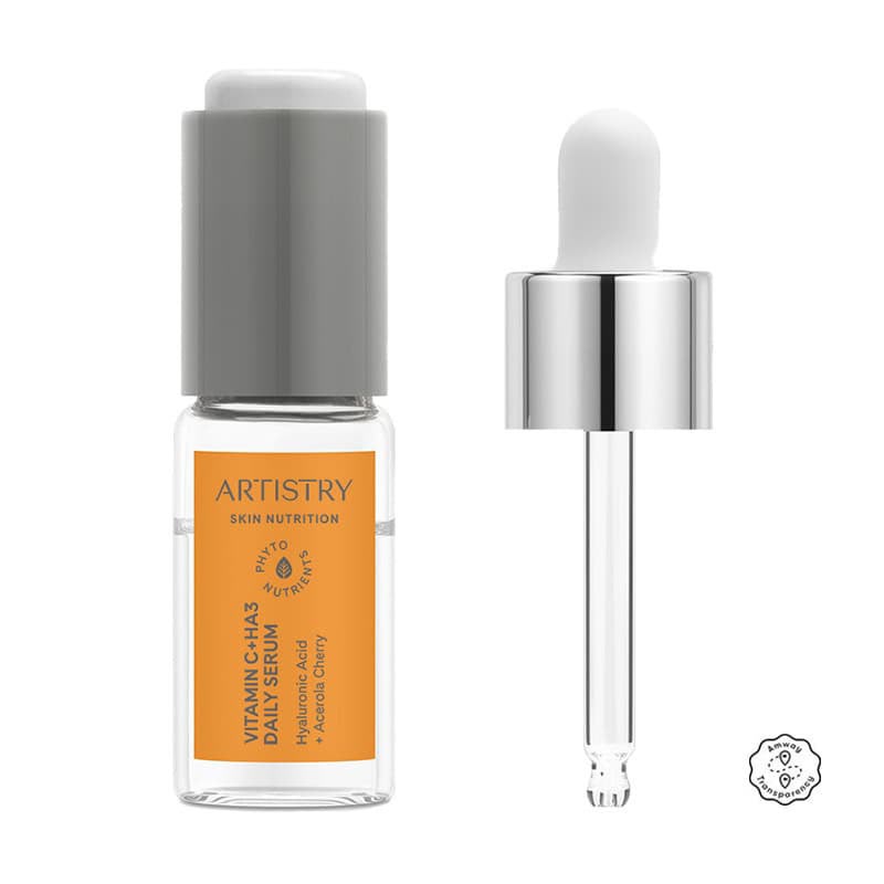 Artistry Skin Nutrition C Vitamini + HA3 Günlük Serum şişesi ve damlalığı
